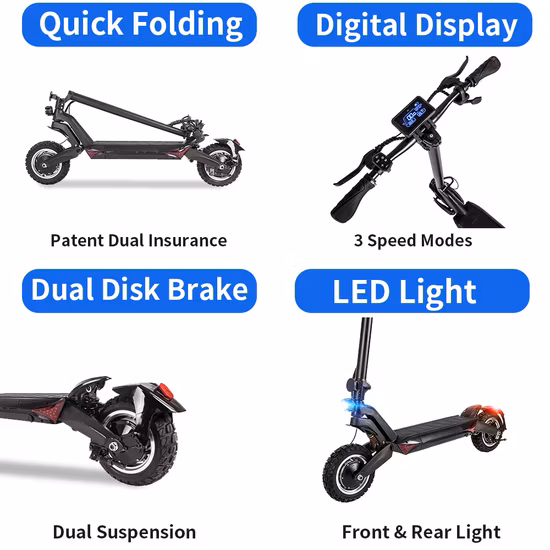 OEM China Factory Citycoco 2000W Motor 20ah Portable Folding Adult Electric Scooter with Seat